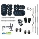 66 Kg Weight Lifting Body Maxx Home Set + 5 Rods + Gloves + Multi Bench + Dips Stands